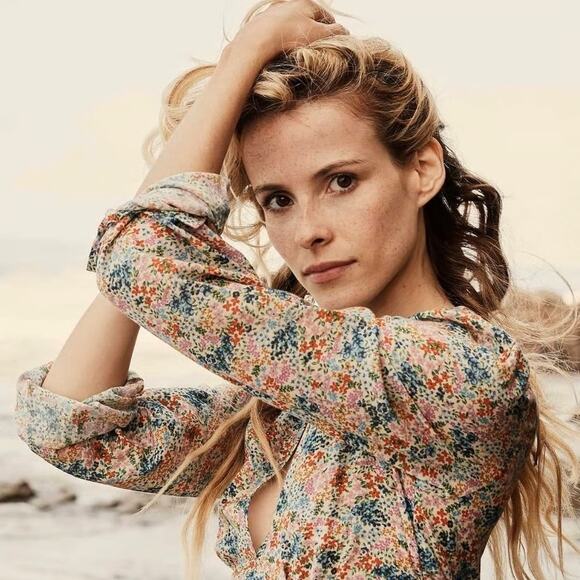 Doen Charleston Cream Ladybird Floral V Neck Midi Dress Small - Picture 8 of 9